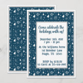 Blauwe en witte kerstbomen, Snowflakes Party Kaart (Voorkant / Achterkant)