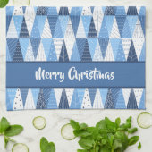 Blauwe en witte kerstbomen theedoek (Gevouwen)