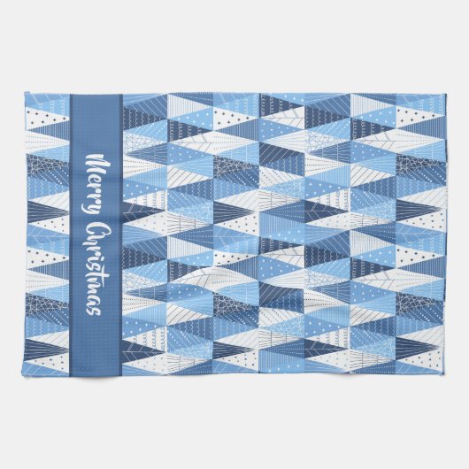 Blauwe en witte kerstbomen theedoek (Horizontaal)