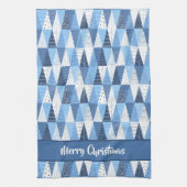 Blauwe en witte kerstbomen theedoek (Verticaal)