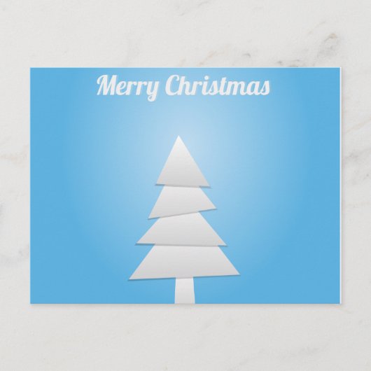 Blauwe en witte kerstboom feestdagenkaart (Voorkant)