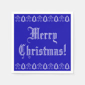 Blauwe en witte kerstboom Gingerbrood Man Cute Servet (Voorkant)