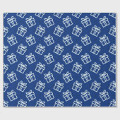 Blauwe en witte kerstcadeaudozen cadeaupapier (Vlak)