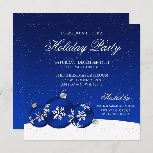 Blauwe en witte kerstfeestdag kaart (Voorkant / Achterkant)