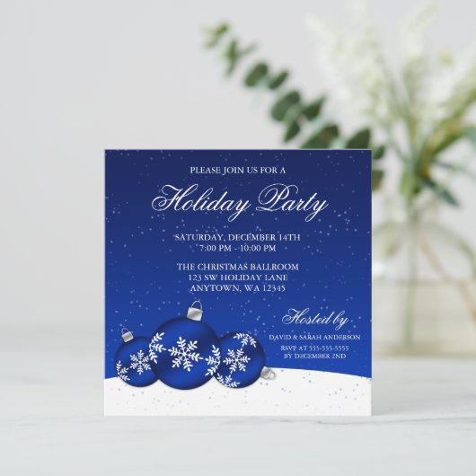 Blauwe en witte kerstfeestdag kaart (Staand voorkant)