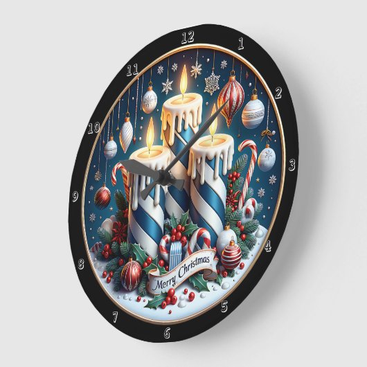 Blauwe en witte kerstkaarsen grote klok (Hoek)