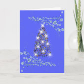 Blauwe en witte kerstKaart met boom Kaart (Voorkant)