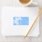 Blauwe en witte kerstpaarden etiket (Insitu)