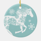 Blauwe en witte kerstpaarden keramisch ornament (Achterkant)