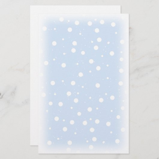 Blauwe en witte kerstsneeuw briefpapier (Voorkant / Achterkant)