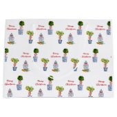 Blauwe en witte kersttas groot cadeauzakje (Voorkant)