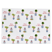 Blauwe en witte kersttas groot cadeauzakje (Achterkant)