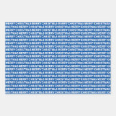 Blauwe en witte kersttypografie inpakpapier vel (Voorkant 3)