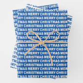 Blauwe en witte kersttypografie inpakpapier vel (In situ)
