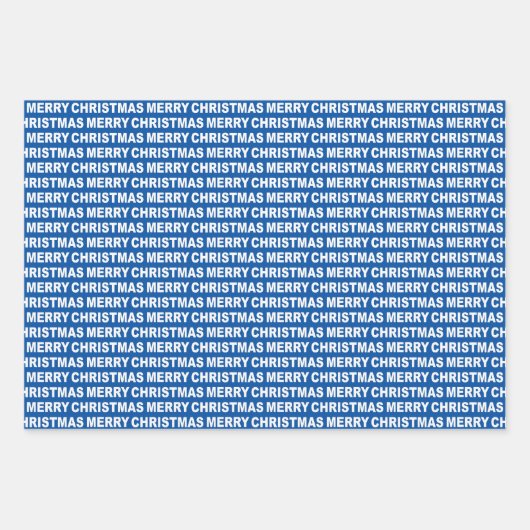 Blauwe en witte kersttypografie inpakpapier vel (Voorkant)