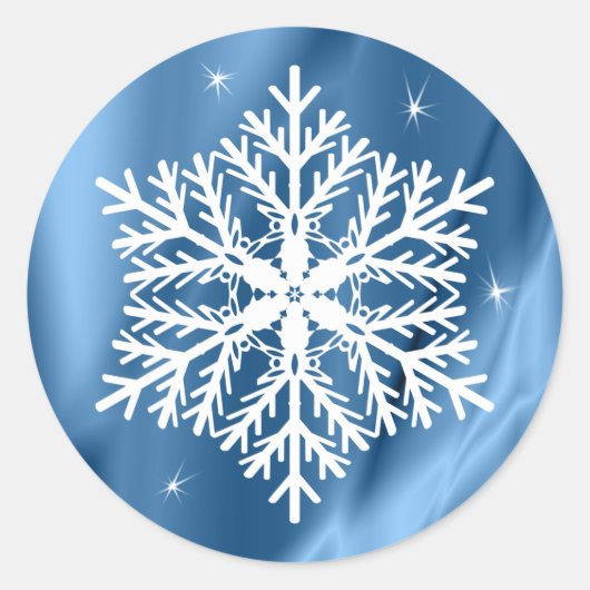 Blauwe en witte kerstwinterse Feestdagen Ronde Sticker (Voorkant)