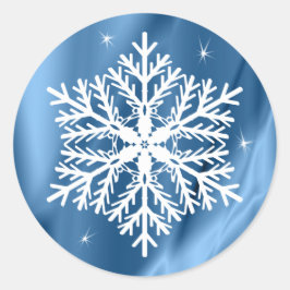 Blauwe en witte kerstwinterse Feestdagen Ronde Sticker
