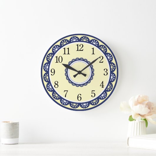 Blauwe en witte keuken grote klok (Huis)