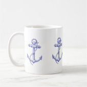 Blauwe en witte keuken met kernen koffiemok (Links)