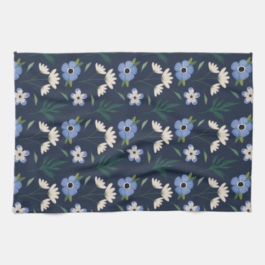 Blauwe en witte keukenhanddoeken (Horizontaal)