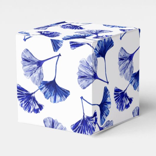 Blauwe en witte kiekenbladeren bedankdoosjes (Voorkant Zijde)