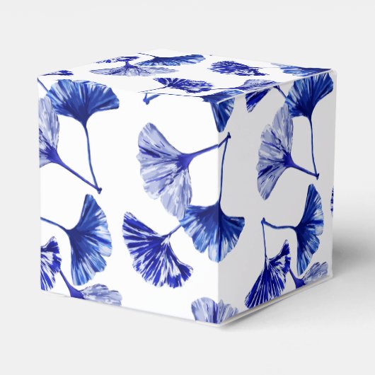 Blauwe en witte kiekenbladeren bedankdoosjes (Achterkant)