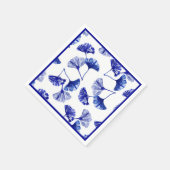 Blauwe en witte kiekenbladeren servet (Hoek)