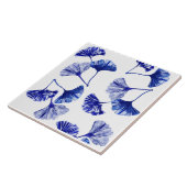 Blauwe en witte kiekenbladeren tegeltje (Zijkant)