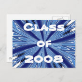 Blauwe en witte klasse van 2008 briefkaart (Voorkant / Achterkant)