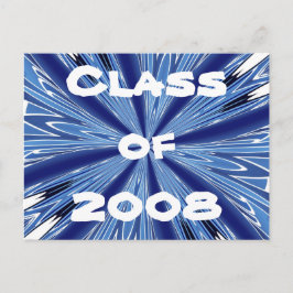Blauwe en witte klasse van 2008 briefkaart