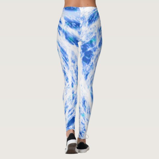 Blauwe en witte kleurstof Leggings (Achterkant)