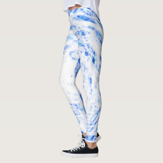 Blauwe en witte kleurstof Leggings (Links)
