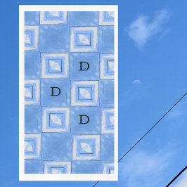 Blauwe en witte kleurstof met Initialen Servet