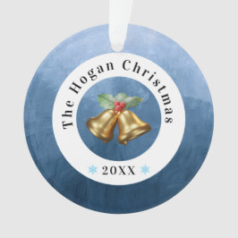 Blauwe en witte klokken Mistletoe | Familie Kerstm Ornament