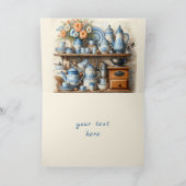  Blauwe en Witte Koffiepotten Bedankkaart (Binnen)