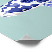 Blauwe en witte koi poster (Hoek)