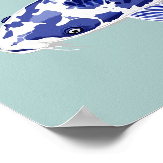 Blauwe en witte koi poster (Hoek)