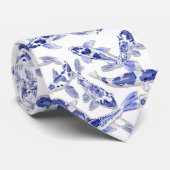 Blauwe en witte koi stropdas (Opgerold)