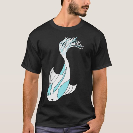 blauwe en witte koi t-shirt (Voorkant)