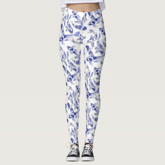 Blauwe en witte koivis leggings (Voorkant)