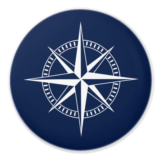 Blauwe en witte kompas, Nautical Ceramic Knob Keramische Knop (Voorkant)
