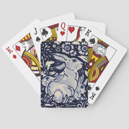 Blauwe en witte konijn Baby Bunny Family Elegant N Pokerkaarten (Achterkant)