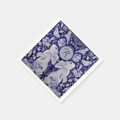 Blauwe en witte konijn Bunny Birds Initiaal Pasen Servet (Hoek)