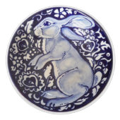 Blauwe en witte konijn Bunny Drawer Pull Knob Dedh Keramische Knop (Voorkant)