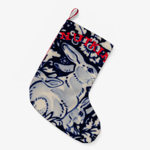 Blauwe en witte konijn Bunny Pet Gift Baby Xmas Kleine Kerstsok