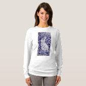 Blauwe en witte konijn China Dedham Women's T Shir T-shirt (Voorkant volledig)