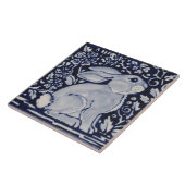 Blauwe en witte konijn Floral Designer 6-inch tapi Tegeltje (Zijkant)