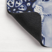 Blauwe en witte konijn met een Bird Tegel Design M Muismat (Hoek)