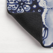 Blauwe en witte konijn met een Bird Tegel Design M Muismat (Hoek)