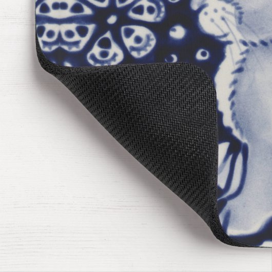 Blauwe en witte konijn met een Bird Tegel Design M Muismat (Hoek)